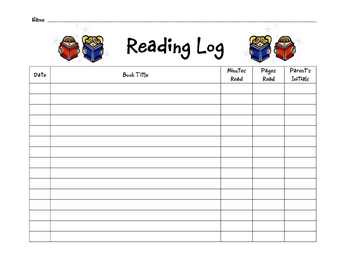 Nightly Reading Log by Kerry | Teachers Pay Teachers