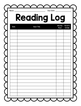 Nightly Reading Log by Kerry Regenstein | Teachers Pay Teachers