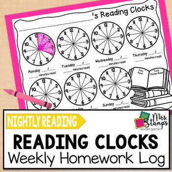 Preview of Nightly Reading Log Clocks Read at Home Weekly Homework Recording Sheets