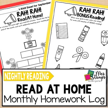 Preview of Nightly Reading Logs Read at Home Monthly Homework Recording Sheets