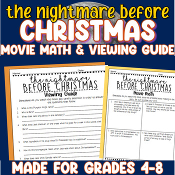 Preview of Nightmare Before Christmas Movie Math and Viewing Guide