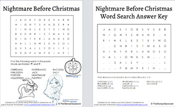 The Nightmare Before Christmas Word Search & Coloring Book