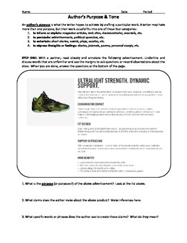 Preview of Author's Purpose & Non-fiction: Nike v. Macklemore