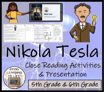 Preview of Nikola Tesla Close Reading Comprehension Activity | 5th Grade & 6th Grade