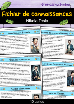 Preview of Nikola Tesla - Fichier de connaissances - Personnages célèbres (français)
