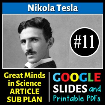 Preview of Nikola Tesla - Science Article/Sub Plan #11 | Printable & Distance Learning