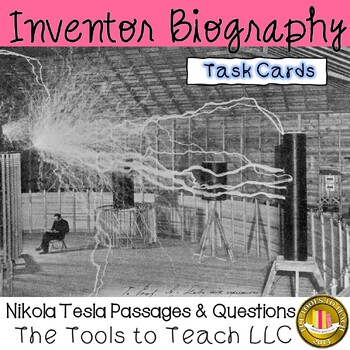 Preview of Nikola Tesla Biography Passages and Comprehension Questions Task Cards No Prep