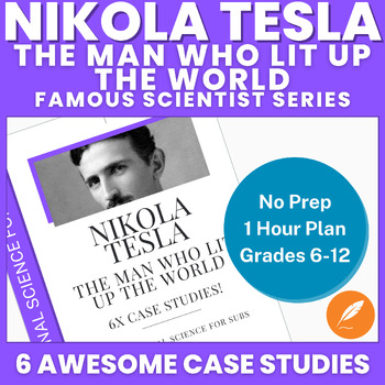 Preview of Nikola Tesla: Tesla v Edison, Electricity, AC/DC++ (NO PREP sub) 6x Case Studies