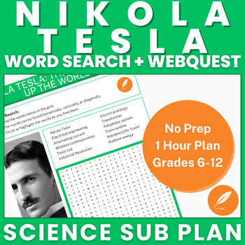 Preview of Nikola Tesla: Tesla v Edison, Electricity, AC/DC++ (NO PREP sub) Word Search++