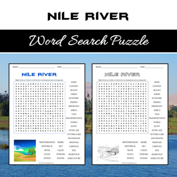 Nile River Word Search Puzzle No Prep Activity Printable PDF TPT