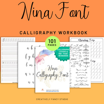 Preview of Nina Font Calligraphy Workbook - Calligraphy Instructions - Practice Sheets
