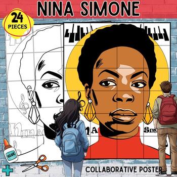 Preview of Nina Simone Collaborative Poster Black History-Women's History MURAL PROJECT