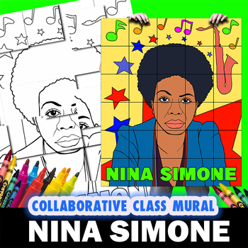 Preview of Nina Simone Perfect Women's History Month Collaborative Mural Project Lesson