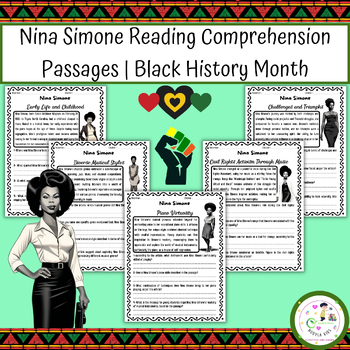 Preview of Nina Simone Reading Comprehension Passages | Black History Month|womens history
