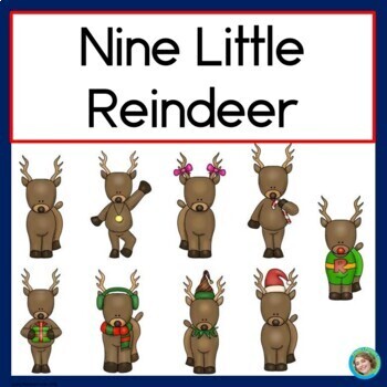 Preview of Christmas Counting Book, Nine Little Reindeer | Reading Number Words