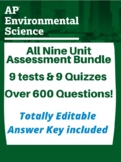 Nine Unit Tests and Nine Unit Quizzes for AP Environmental