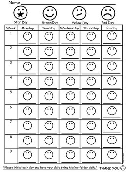 Nine Week Behavior Chart by Mrs Carr's Corner | TPT