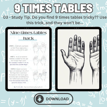 Preview of Nine times tables hack - study tip