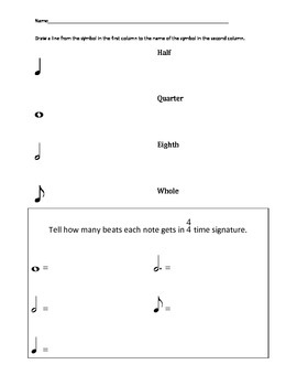 Preview of Nine worksheets covering the basics of music for review