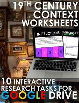 Preview of Nineteenth Century Worksheets for GOOGLE DRIVE! Rigorous Research Topics 1:1
