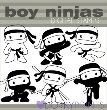 Download Ninja Boys Black Line Clip Art By Dorky Doodles Tpt