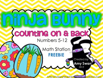 Preview of Ninja Bunny Counting On & Back - Numbers 5-12 Math Station FREEBIE