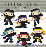 Ninja Clip Art - Girl Ninjas with No Weapons