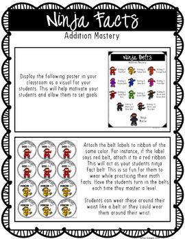 ninja math facts bundle addition and subtraction mastery tpt