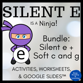 Preview of Ninja Phonics Silent e Magic e with Soft C and G Google Slides™️ and Worksheets