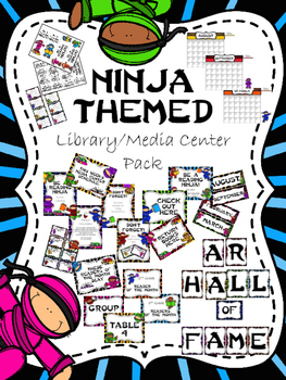 Preview of Ninja Themed Library Media Center Pack {with EDITABLE passes and signs}