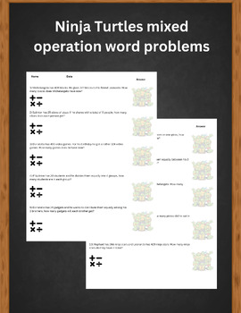 Preview of Ninja Turtles Mixed Operation Word Problems