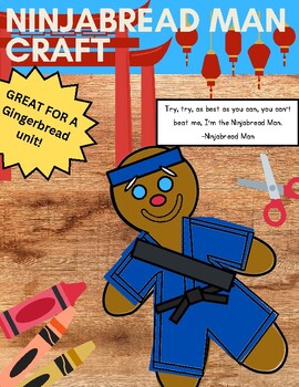 Preview of Ninjabread Man Winter Craft- Kindergarten, Shape, Math, Fine Motor, Holiday
