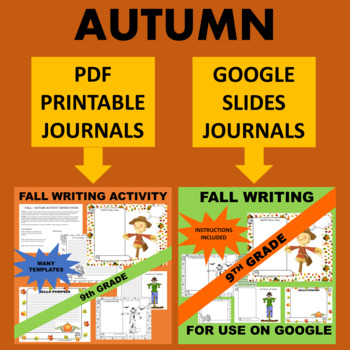Preview of Ninth 9th Grade Freshman Fall Autumn Writing - Google & Paper Combo Bundle