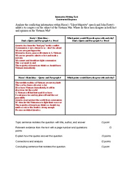 Preview of Vietnam War Constructed Response - Nixon vs. Kerry Prompt + Rubric