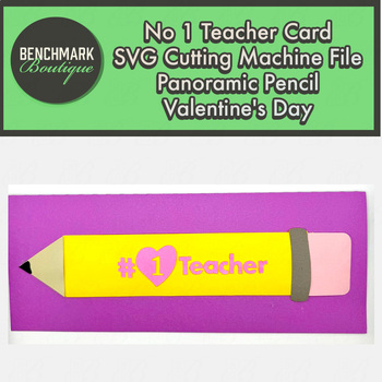 Preview of No 1 Teacher Card SVG Cutting Machine File Panoramic Pencil Valentine's Day