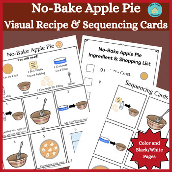 No Bake Apple Pie Visual Recipe & Sequencing Cards | TPT