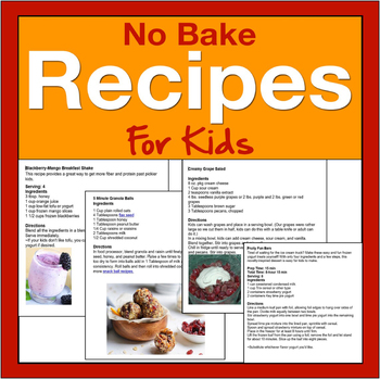Preview of No Bake Cookbook For Kids- 60 No Bake Recipes