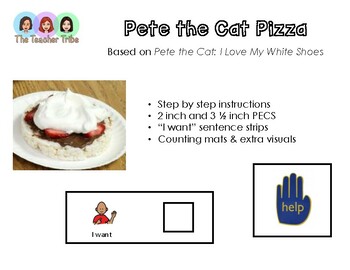 Preview of No Bake Pete the Cat Pizza Cooking Recipe with PECS