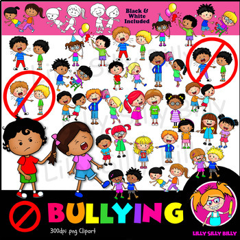 Preview of No Bullying! - B/W & Color clipart {Lilly Silly Billy}
