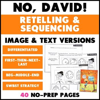 Preview of No, David! Activities - Story Retelling & Sequencing with Pictures Worksheets