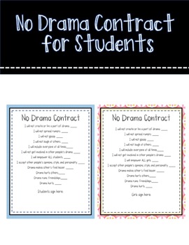 Preview of No Drama Contract for Students