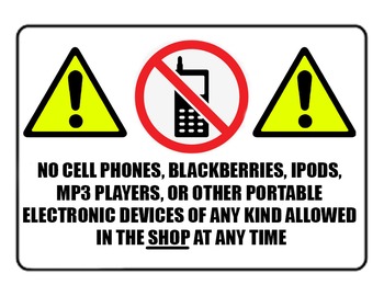 no electronics sign