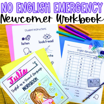 Preview of No English Emergency ESL Newcomer Workbook, MEGA Workbook for grades 4-8