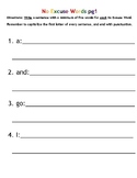 No Excuse Words Sentence Building Packet