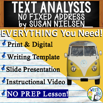 Preview of No Fixed Address - Text Based Evidence - Text Analysis Essay Writing Lesson