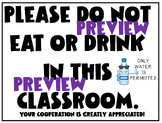 No Food/Drink Classroom Sign
