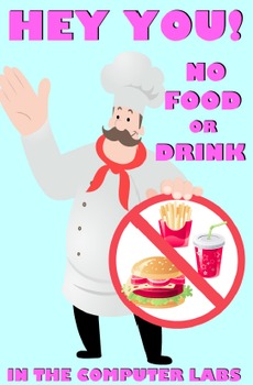 Preview of No Food In The Lab (printable, color sign)