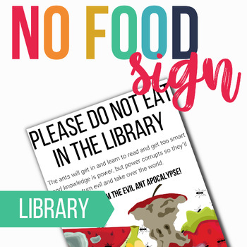 Preview of No Food Sign for the Library