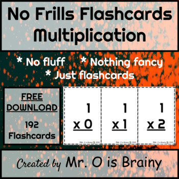 Preview of No Frills Flashcards - Multiplication  FREE DOWNLOAD!