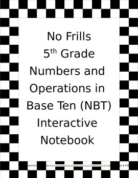 Preview of No Frills 5th Grade Interactive Notebook - 5NBT3a Read and Write Decimals